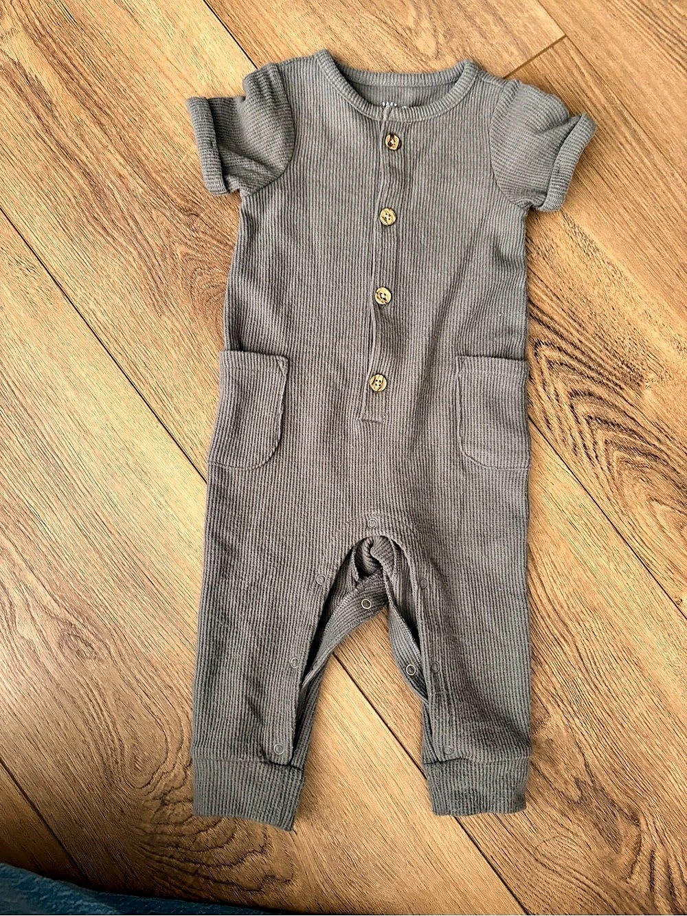 Gray waffle Baby Romper